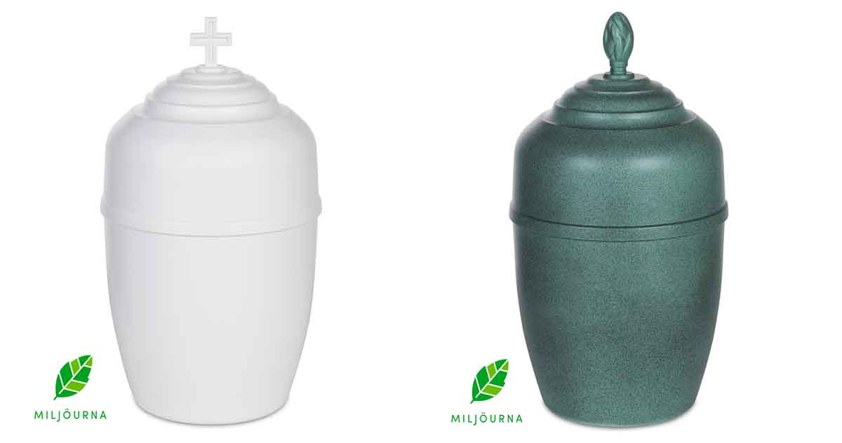 Urna Biofiber i vit och grön